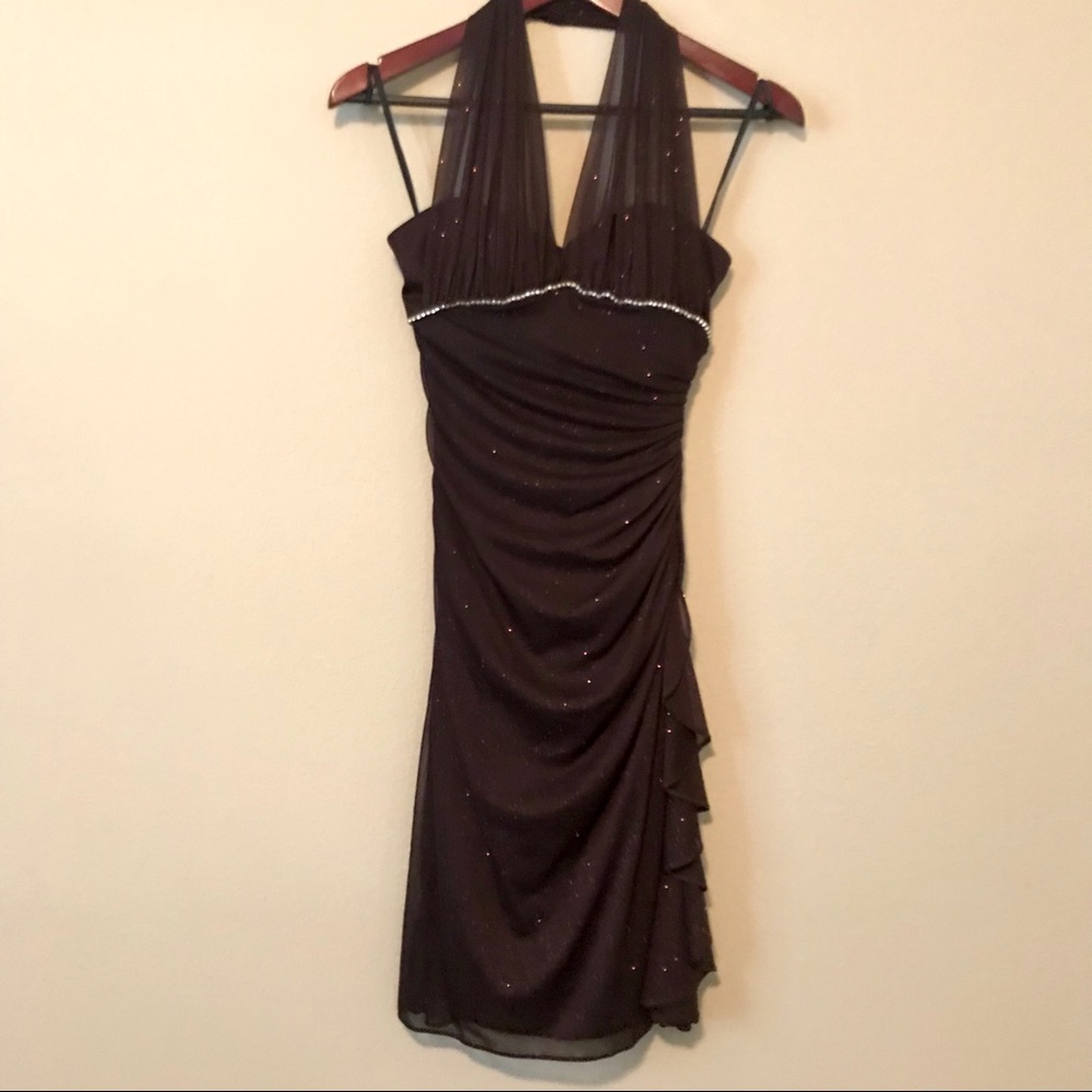 BLONDIE NITES By Linda Bernell Brown Halter Dress